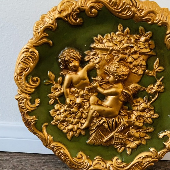 French plaster 3 D  Gold and Green Decorative plaque - Picture 4 of 12